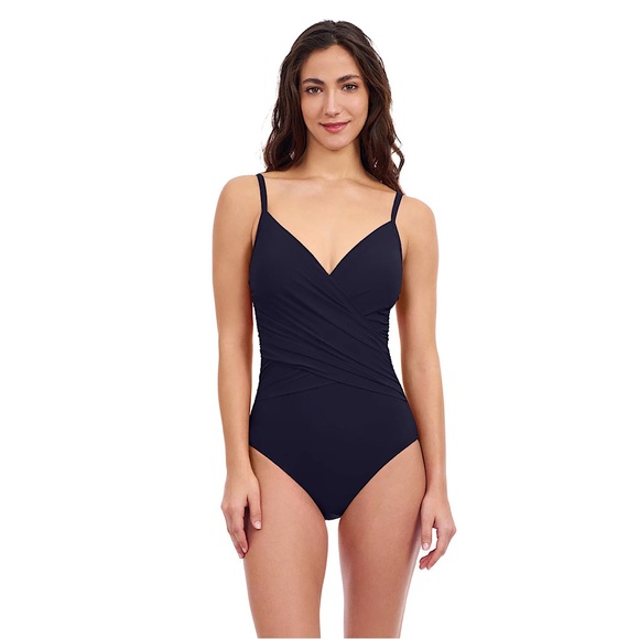 PROFILE BY GOTTEX
TUTTI FRUTTI V-NECK SURPLICE ONE PIECE SWIMSUIT black 8 - Picture 1 of 6